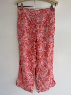 Cynthia Rowley Coral & Pink Printed Pull-On Pants